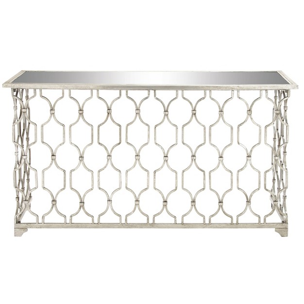 Contemporary Metal Pattern Console Table Silver Olivia amp May