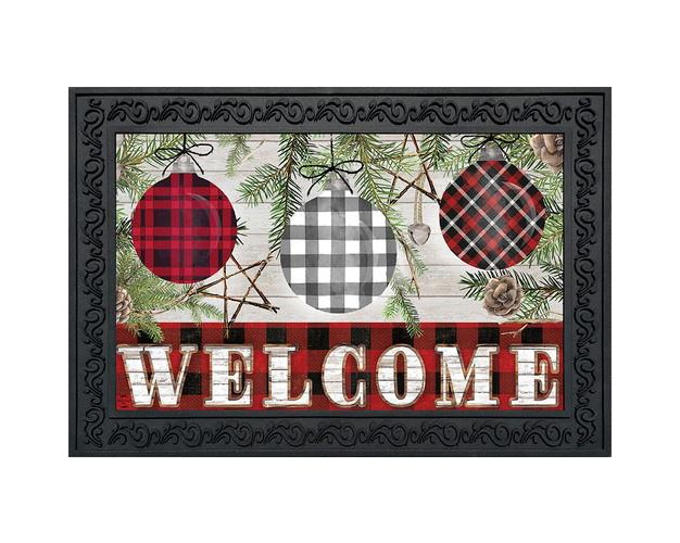 Briarwood Lane Patterned Ornaments Christmas Doormat Welcome Chec