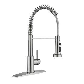 androme Single Handles Pull Down Sprayer Kitchen Faucets with Spring HandleBrushed Nickel H51000BN