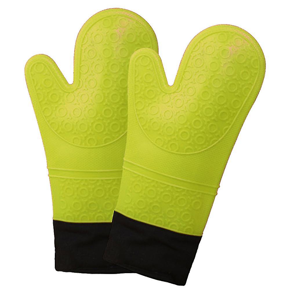 1 Pair Soft Non-slip Oven Gloves， Heat Resistant 500 -green