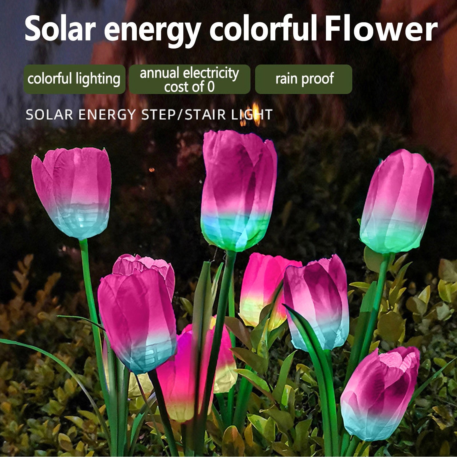 Solar Flower Ground Lamp LED Lawn Lamp Outdoor Rose Garden