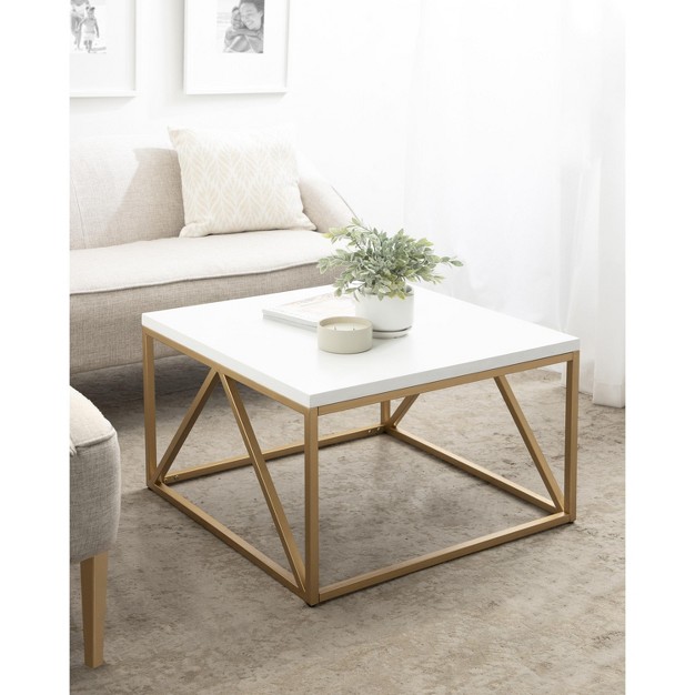 Kate And Laurel Truss Square Mdf Coffee Table 28x28x18 White And Gold