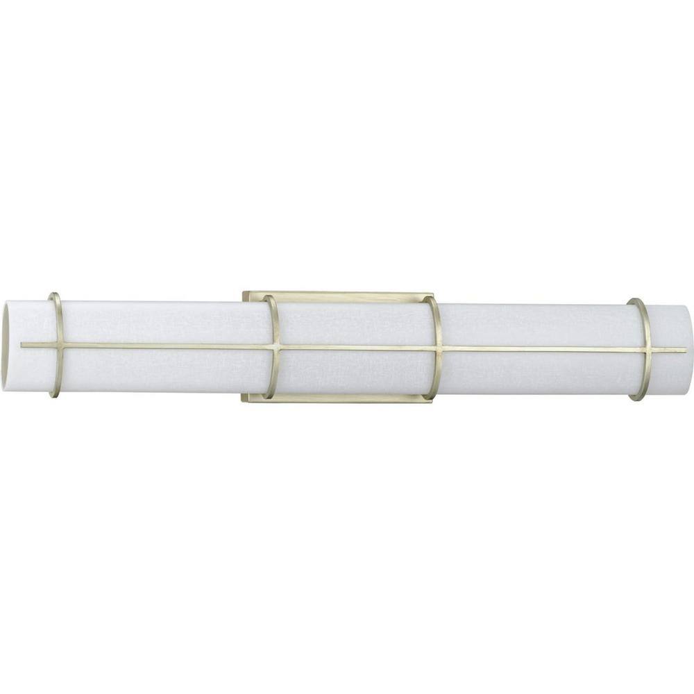 Progress Lighting Grid Collection 1-Light Silver White Linen Shade Ridge Modern Wall Light P300333-134-30