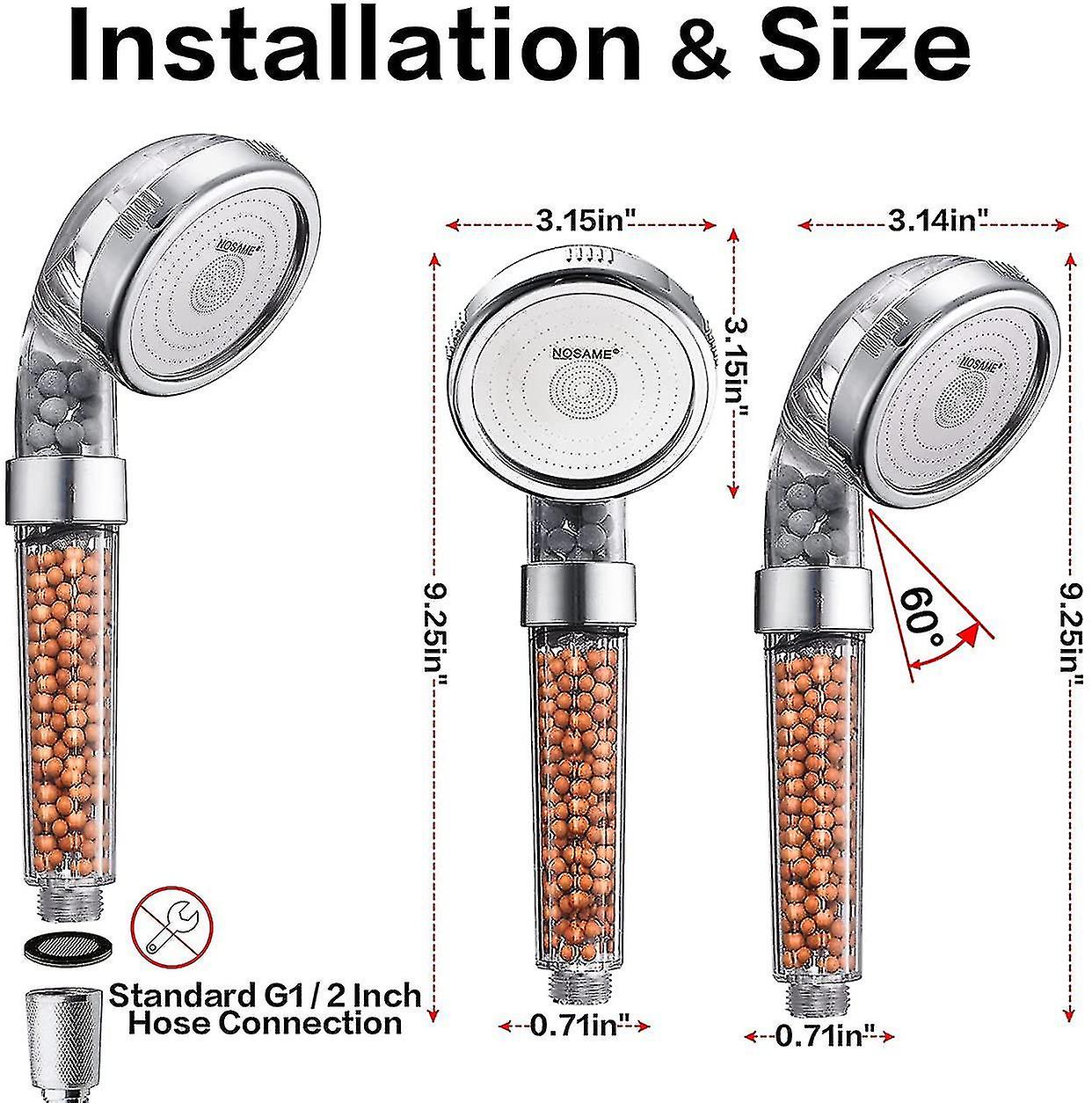 Shower Head， Filter Filtration High Pressure Saving 3 Mode Function Handheld Shower For Dry Skin And