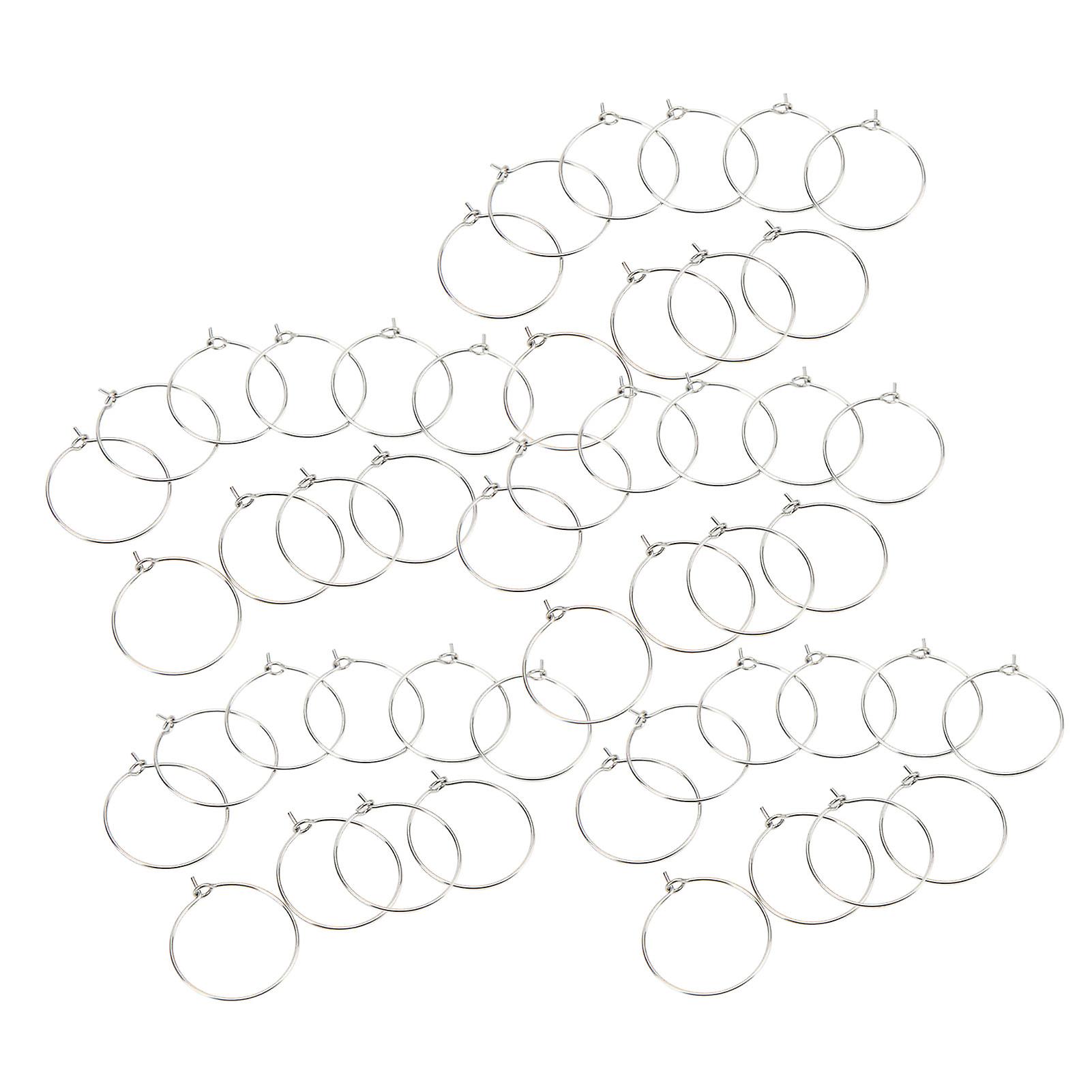 50pcs 20mm Bulk Hoop Earrings Stainless Steel Diy Anti Allergy Wine Glass Rings Jewelry Making Wedding Birthday Party