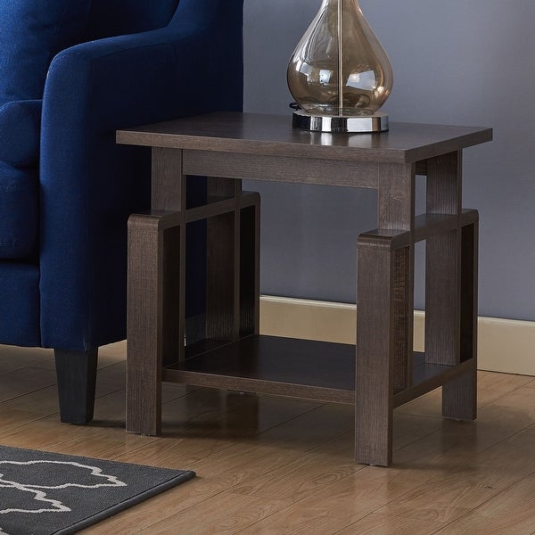 SINTECHNO Contemporary End Table With Bottom Shelf