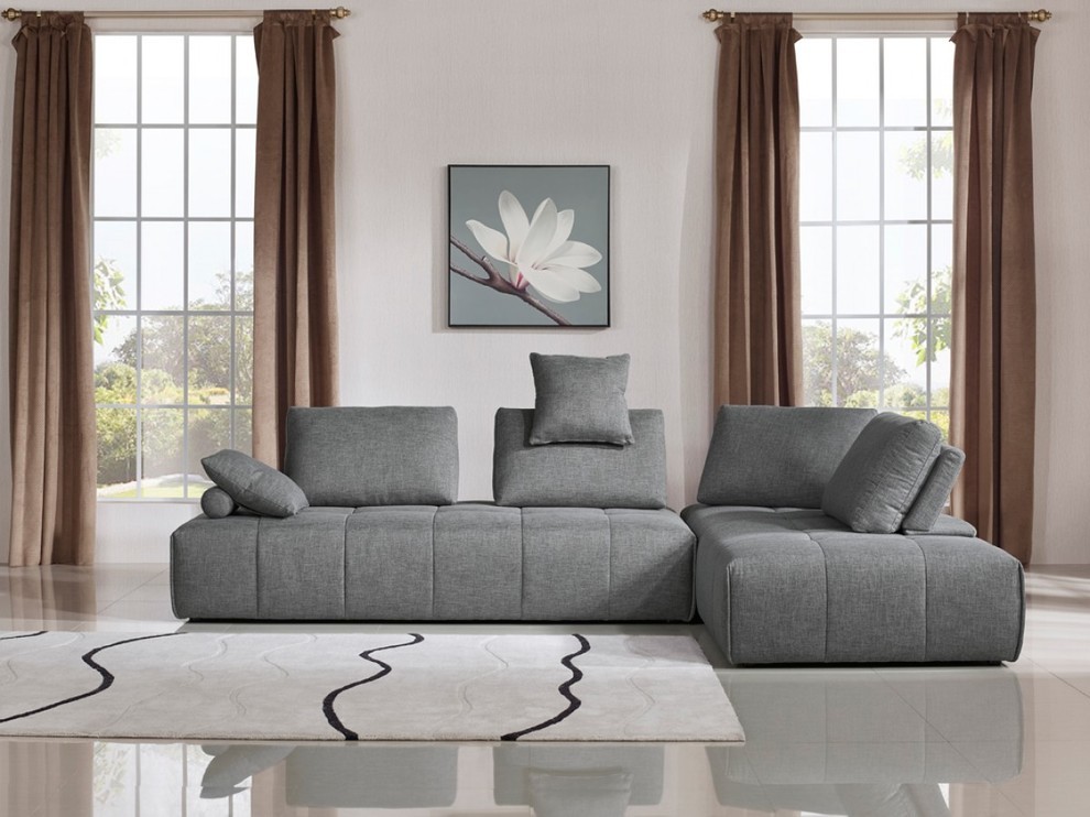 Divani Casa Edgar Modern Gray Fabric Modular Sectional Sofa   Transitional   Sectional Sofas   by Vig Furniture Inc.  Houzz