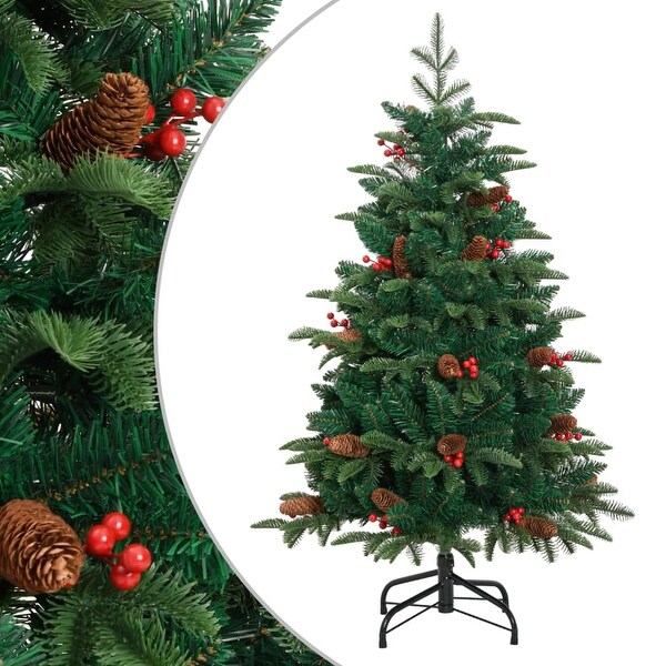 vidaXL Christmas Tree with Cones and Berries Artificial Hinged Christmas Tree