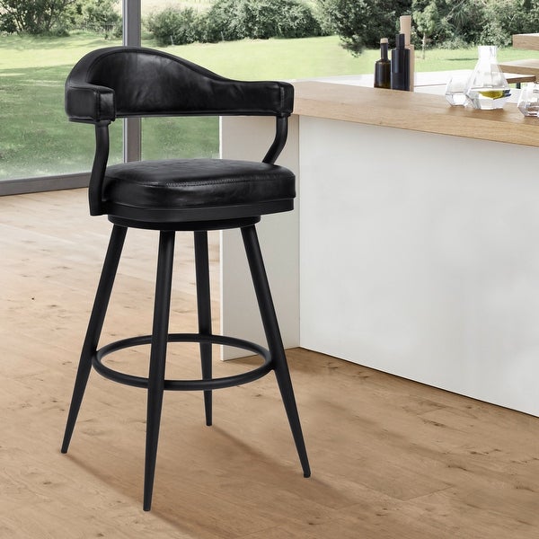 Justin Swivel Counter or Bar Stool in Faux Leather and Metal