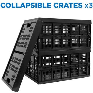 MOUNT-IT! 12.5 in. H x 20.5 in. W x 24.5 in. D Black Plastic 1-Cube Organizer WI-3003