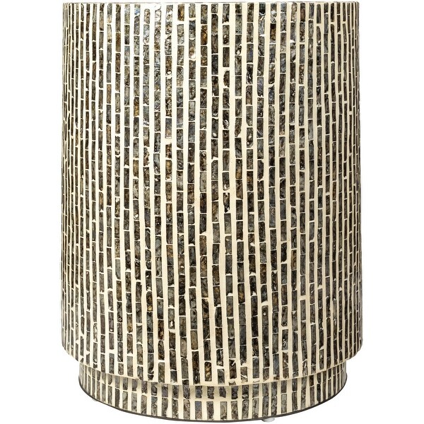 Avira Mother of Pearl Tiled Cylinder End Table - 22