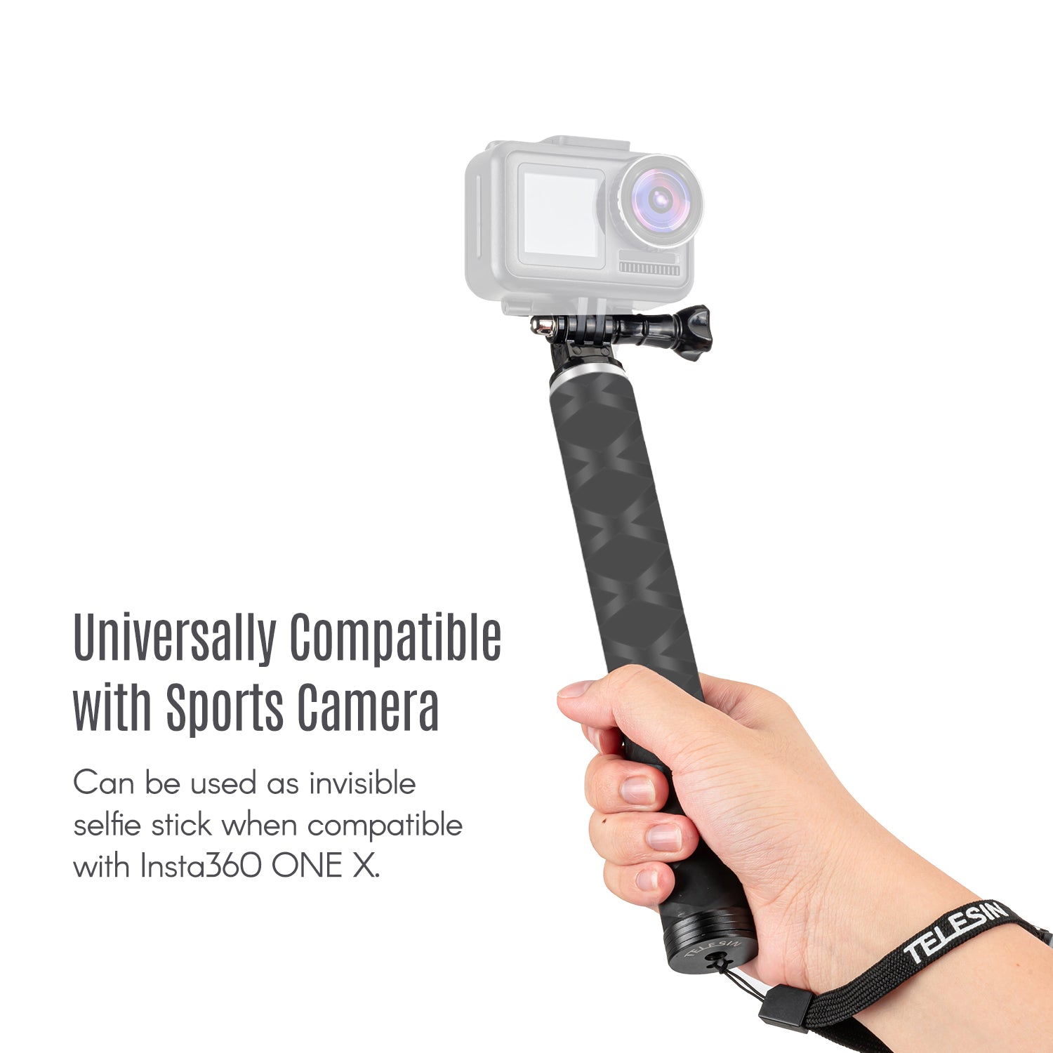 TELESIN Extendable Selfie Stick Rod Pole Carbon Fiber Material Compatible with Sports Action as Invisible Selfie Stick Compatible with ONE X