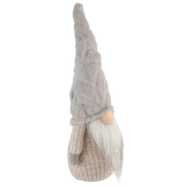 Lighted Nose And Plush Hat Tabletop Christmas Gnome Decoration