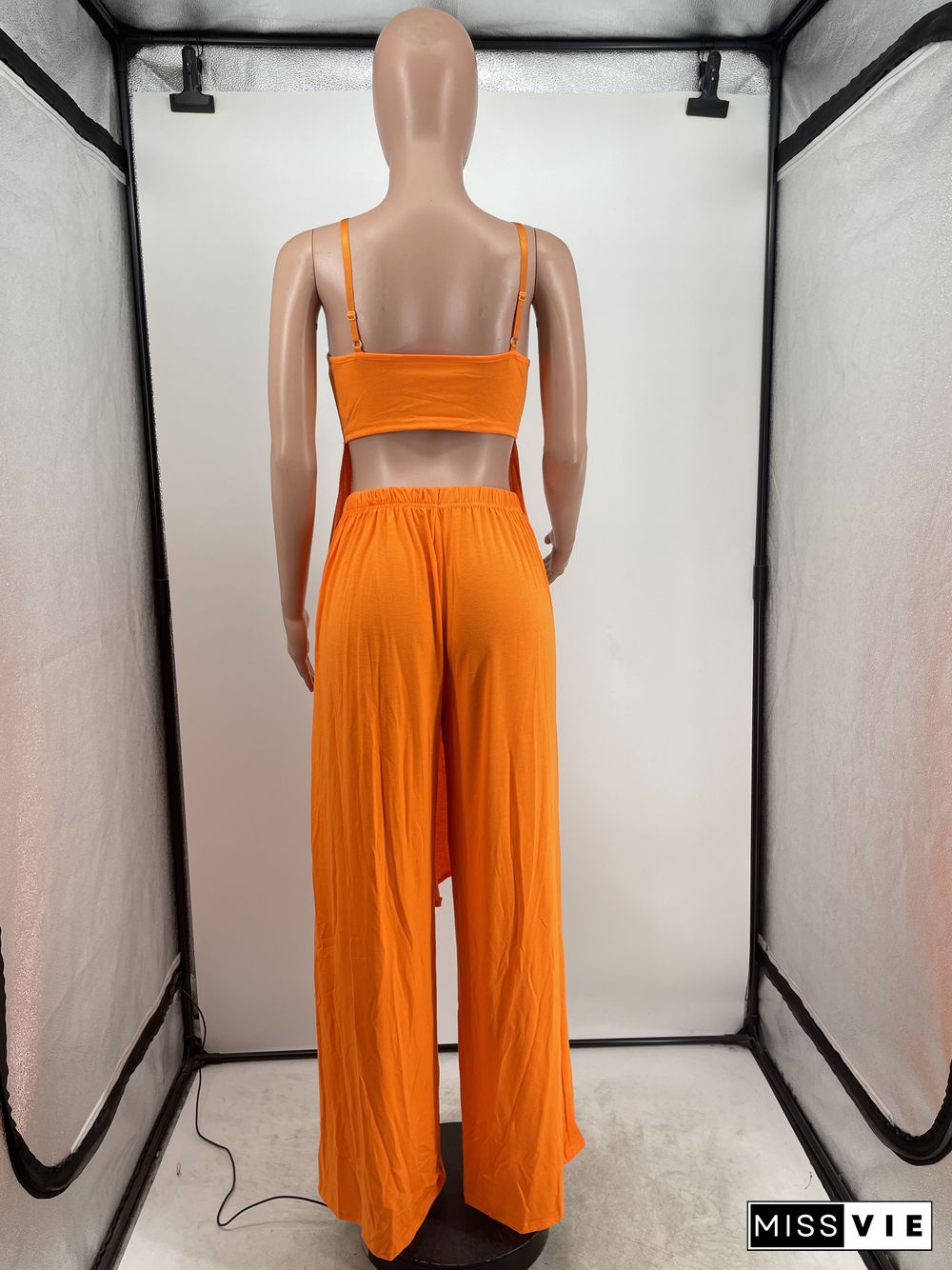 Sleeveless Irregular Long Tops Wide Leg Pants Sets