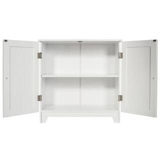 Redmon Contemporary Country 23.5 in.W x 11.7 in.D x 23.5 in. H Free Standing Double Door Cabinet With Wainscot Panels in White 5224WH