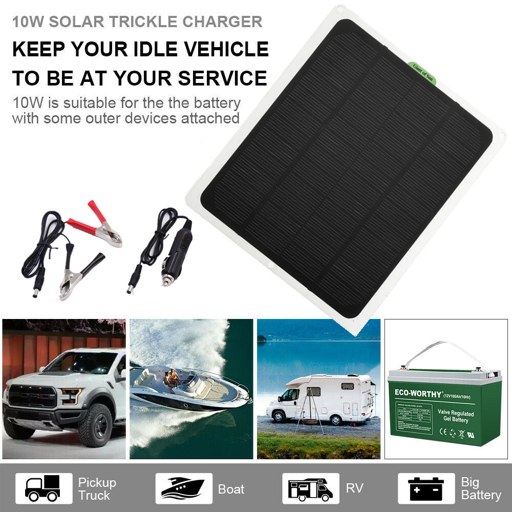 22W Solar Panel Kit 12V Trickle Charger Battery Charger Maintainer Boat RV Car