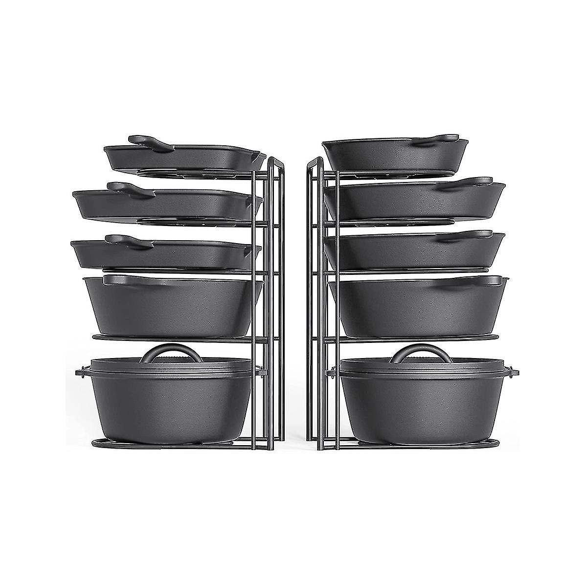 Heavy Duty Pot Rack Organizer， 5 Tier Rack Holder， Holds Iron Skillets， Dutch Oven， Frying ， Griddl