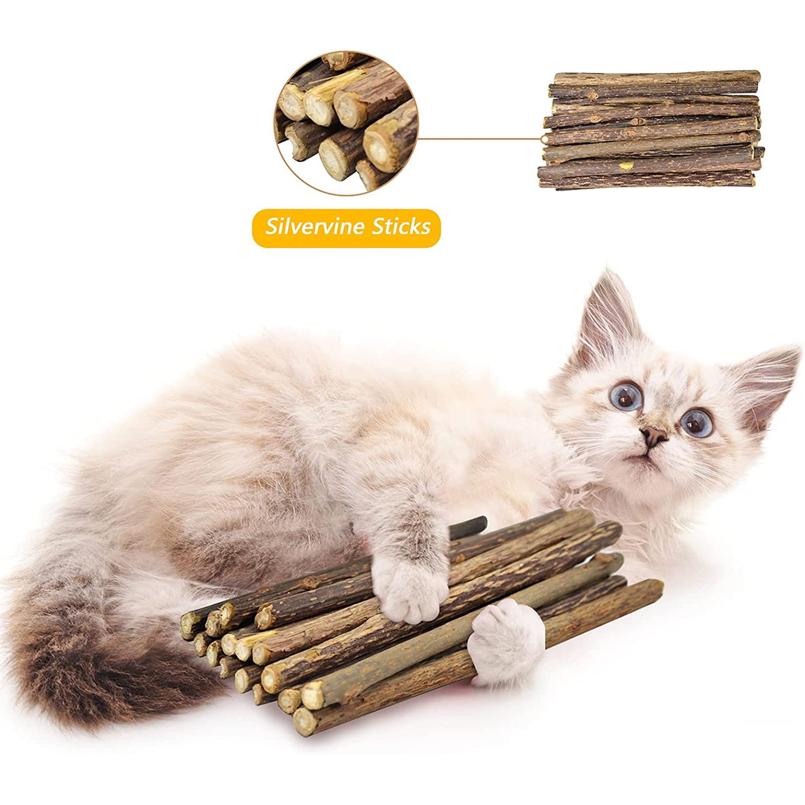 Catnip Chew Toys for Cats Natural Silvervine Sticks Catnip Ball Catnip Chew Toy Cleaning Teeth Molar Tools Chew Sticks for Cat Kitten Kitty