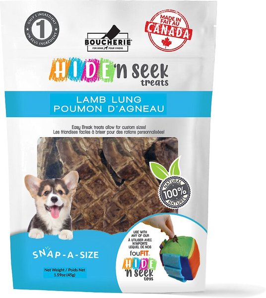 Boucherie Hide 'n Seek Treats Lamb Lung Dog Treats， 1.59-oz bag