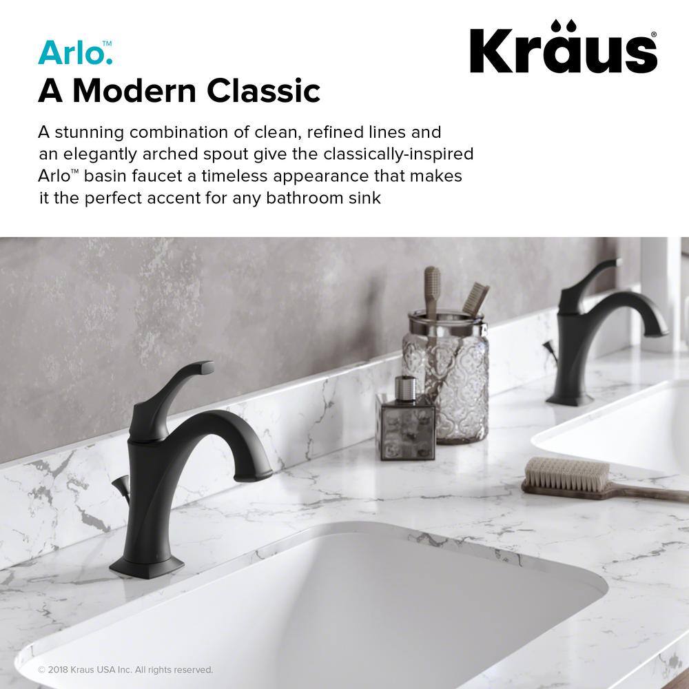 KRAUS Arlo Single Hole Single Handle Bathroom Faucet in Matte Black KBF-1201MB