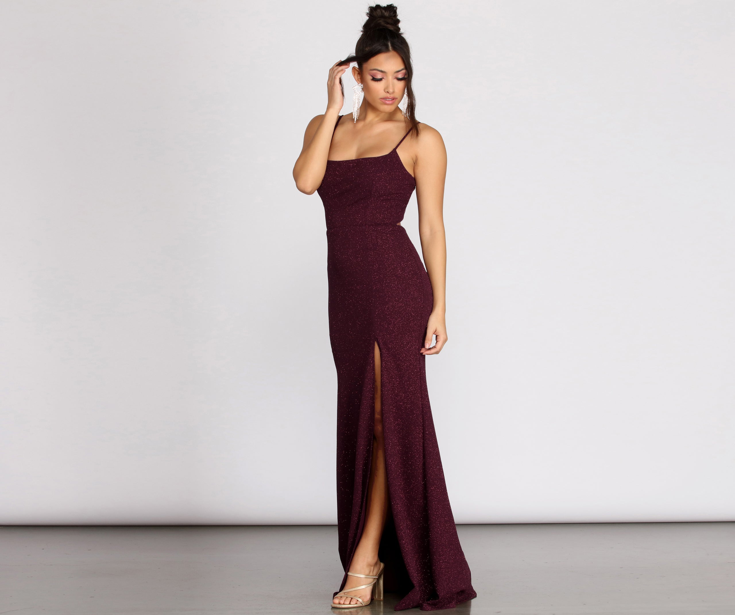 Sawyer Glitter High Slit Dress