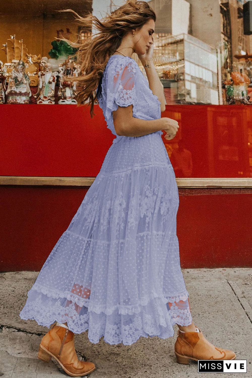 Purple Luminous Dawn Lace Gown