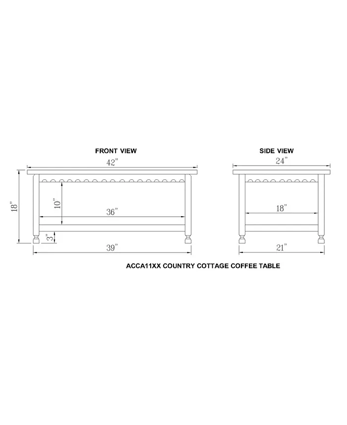 Alaterre Furniture Country Cottage 42L Coffee Table