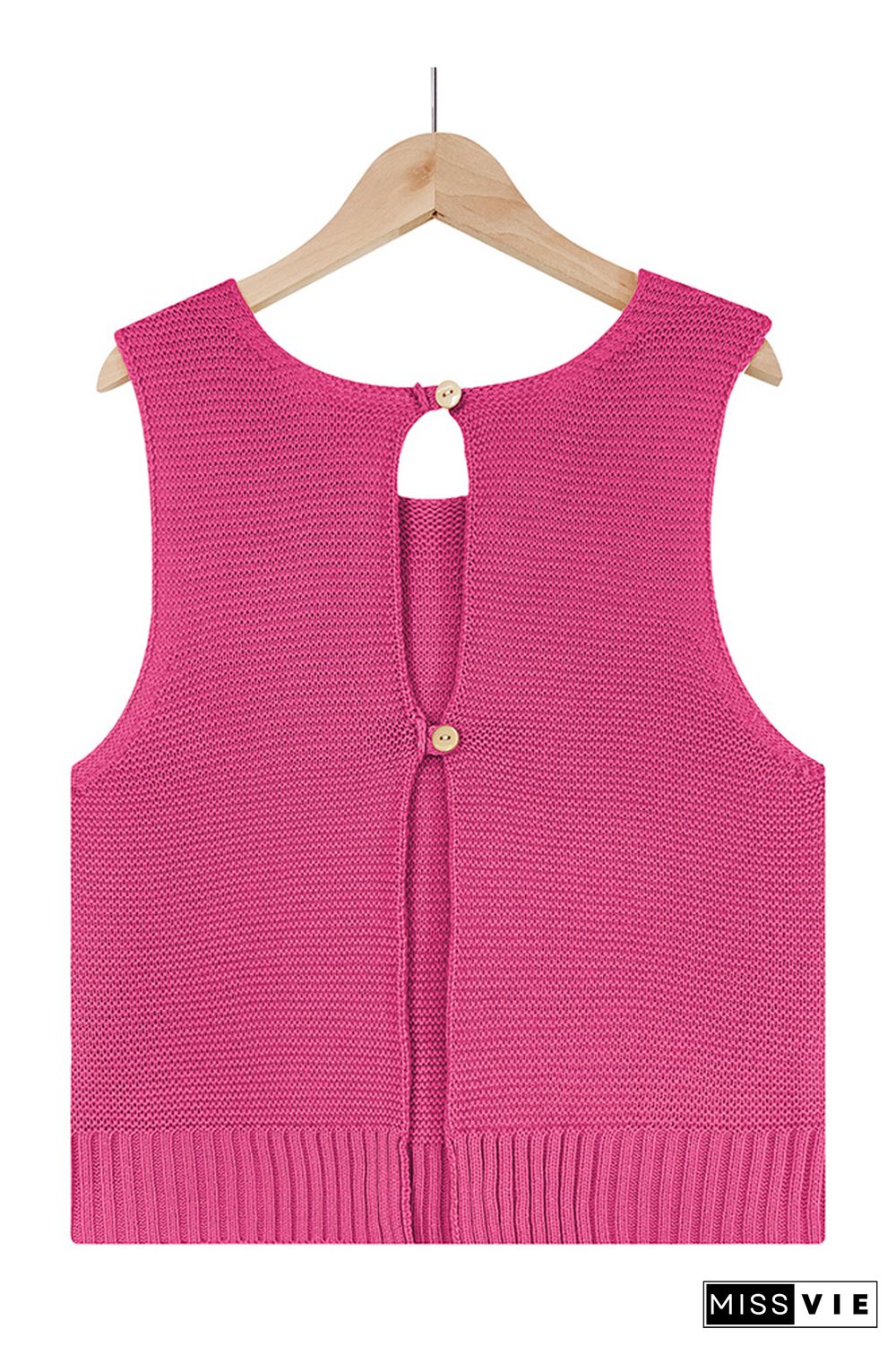 Cut Out Back Plain Knit Tank Top