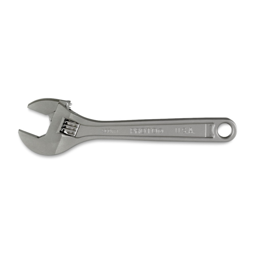 8 In. Length Satin Finish Alloy Steel Adjustable Wrench