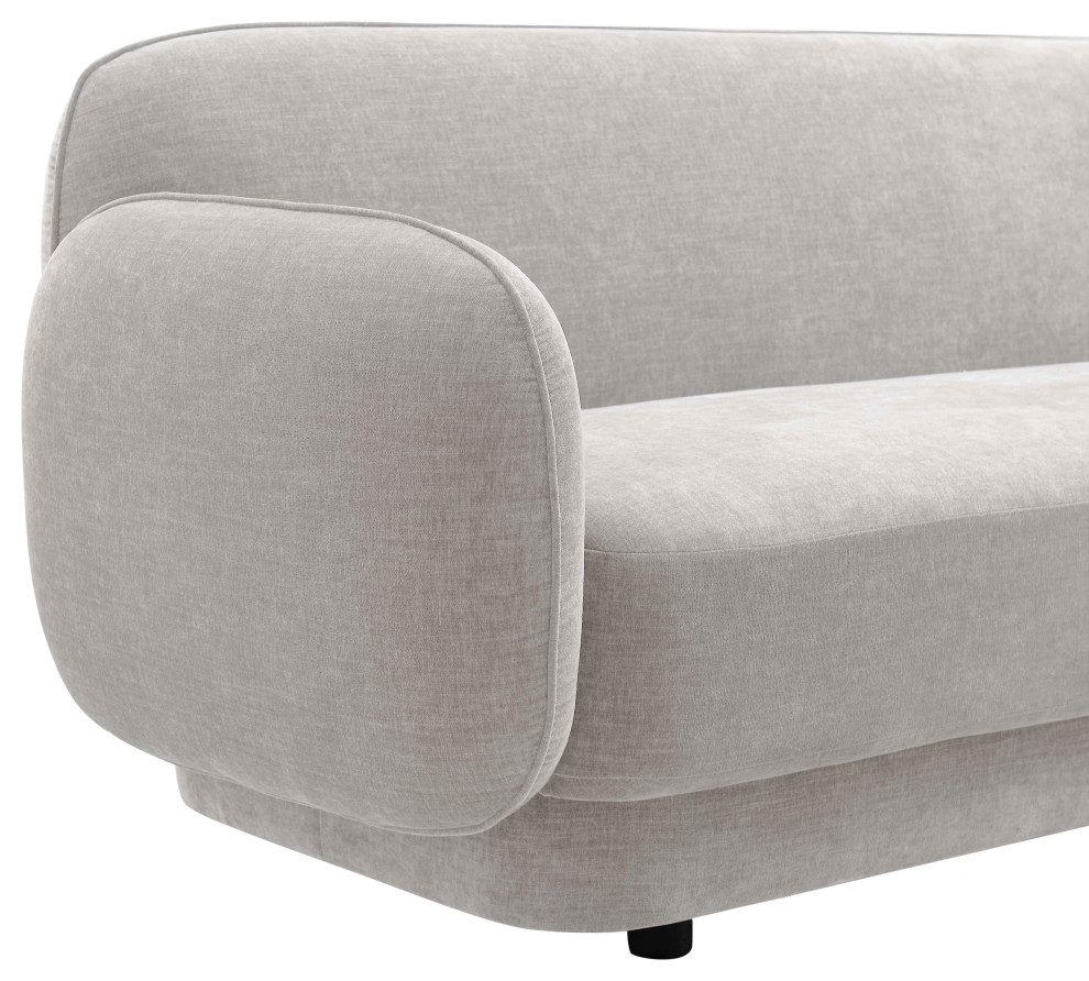 Kandor Stone Gray Textured Velvet Sofa   Transitional   Sofas   by First of a Kind USA Inc  Houzz