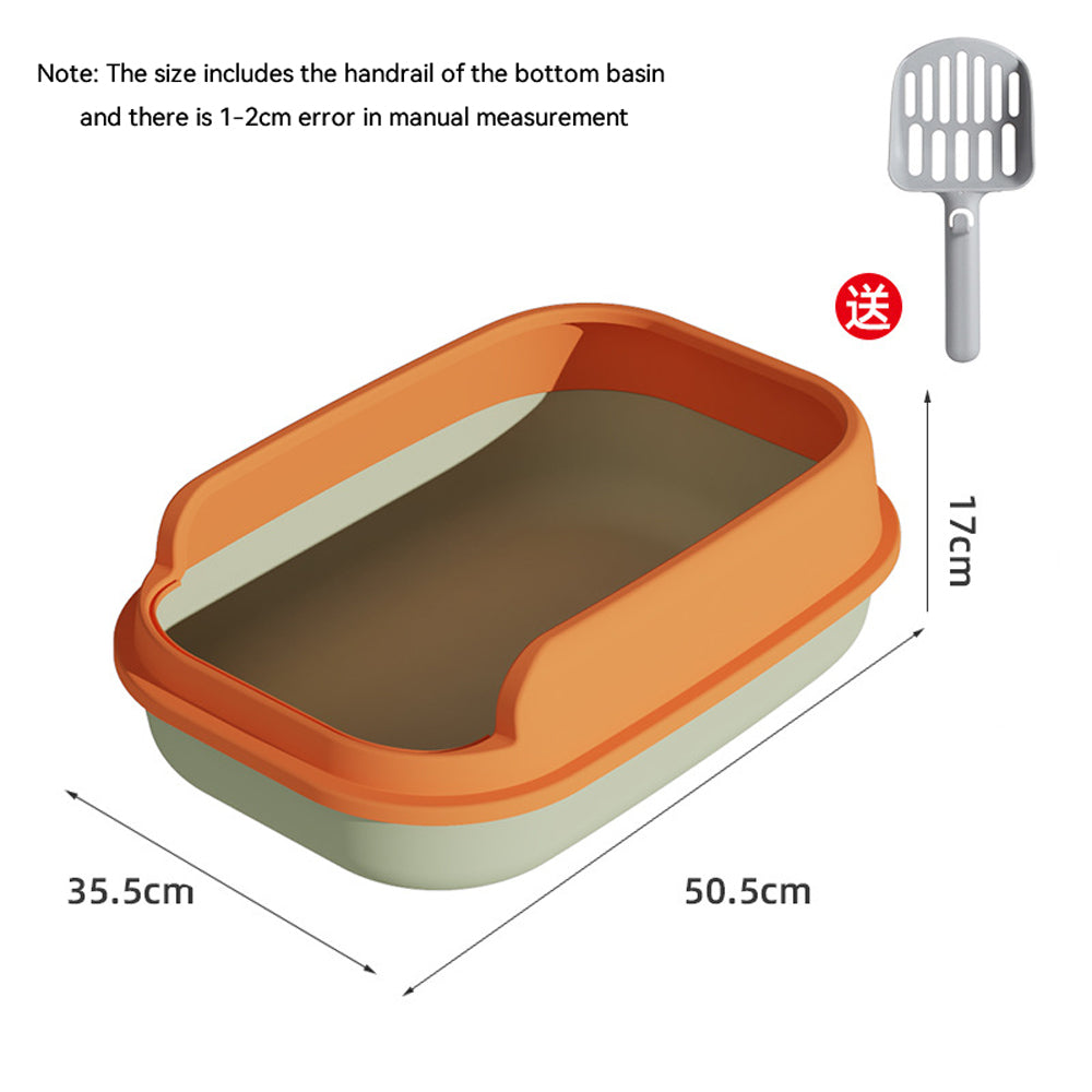 Carkira Open Top Cat Litter Box， Easy to Clean， Large with Shield and Scoop（Yellow and Green）
