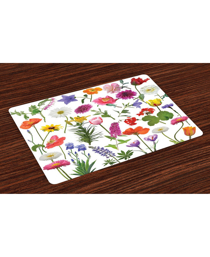 Ambesonne Flower Place Mats Set of 4