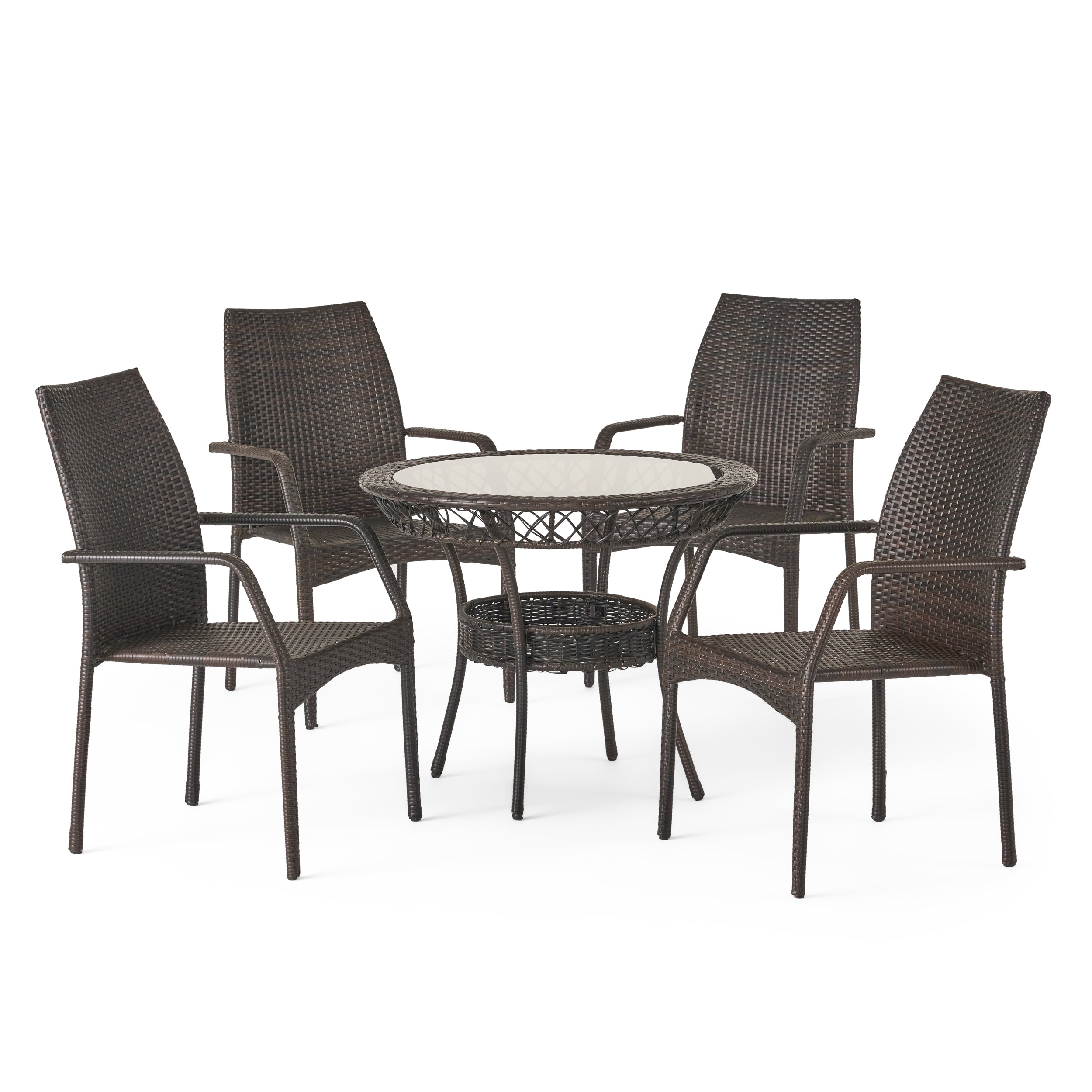 Michael Outdoor Multibrown Wicker  5pc Dining Set