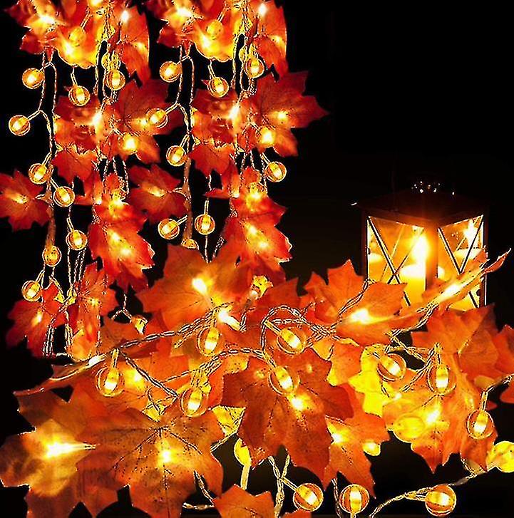 Thanksgiving Decorations For Home， Waterproof Maple Leaf String Lights With Lights