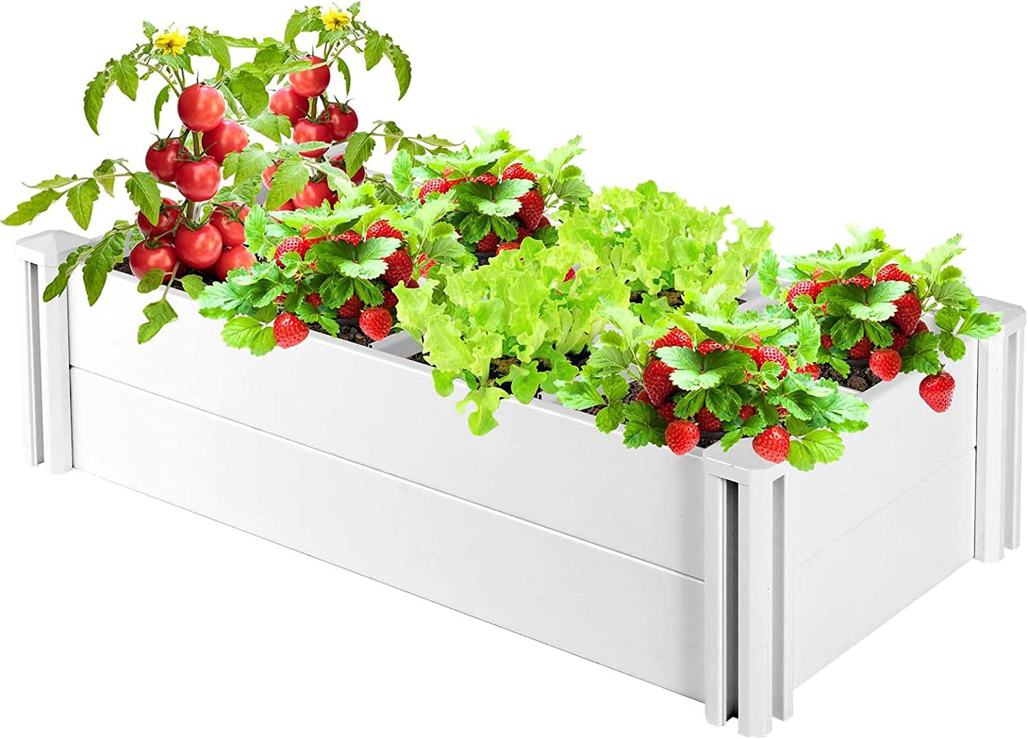 Arlopu PVC Raised Garden Bed, 45.3'' x 22.4'' x 13'' Rectangular Planter Box for Outdoor Garden Yard