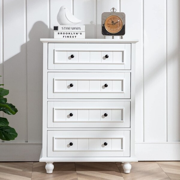 White 4 Drawer Dresser Tall Buffet Cabinet Bar Storage Cabinet for Dinning Room and Living Room - as picture - - 37668879