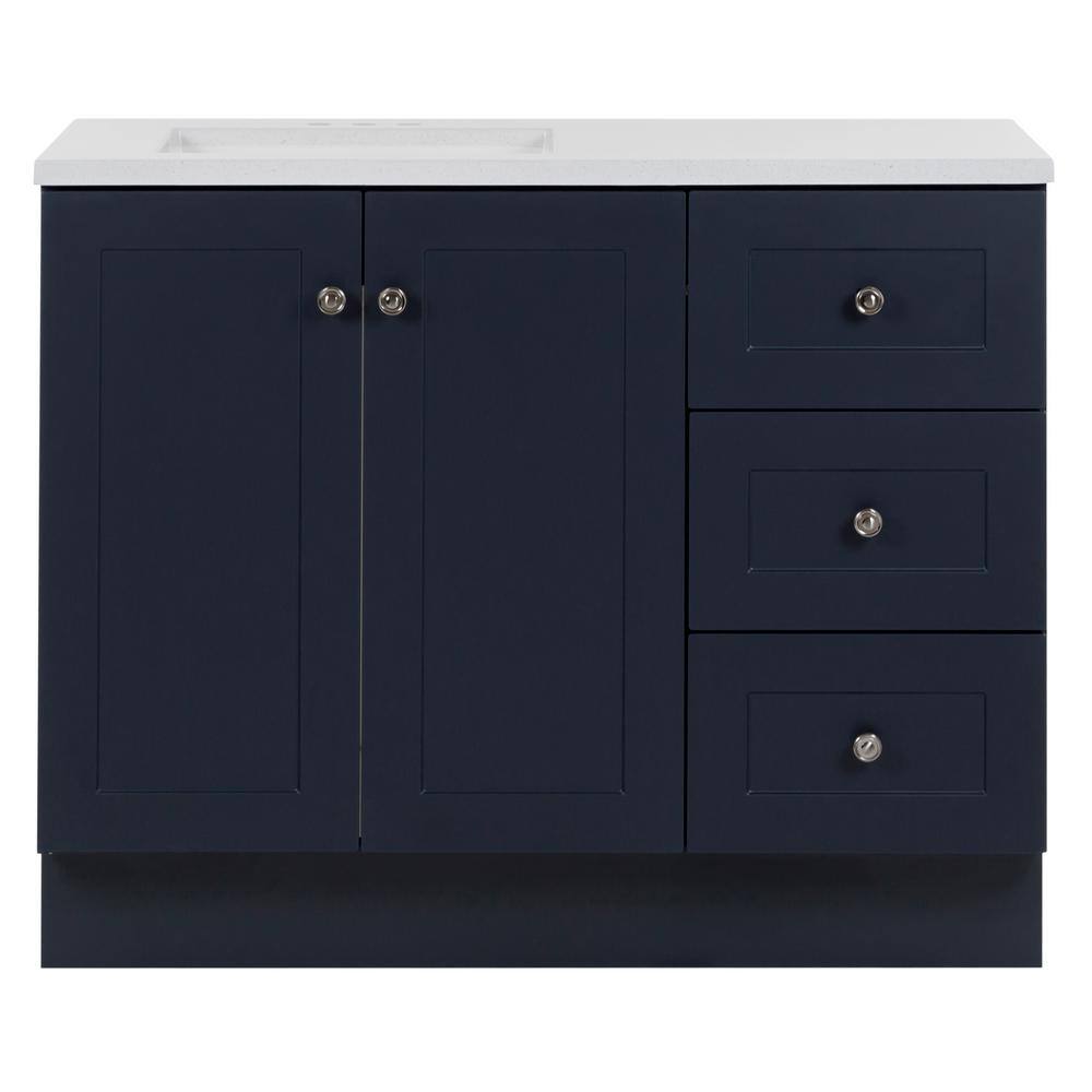 Glacier Bay Bannister 42.5 in. W x 18.75 in. D Bath Vanity in Deep Blue with Cultured Marble Top in Colorpoint White with Sink BA42P2-DB