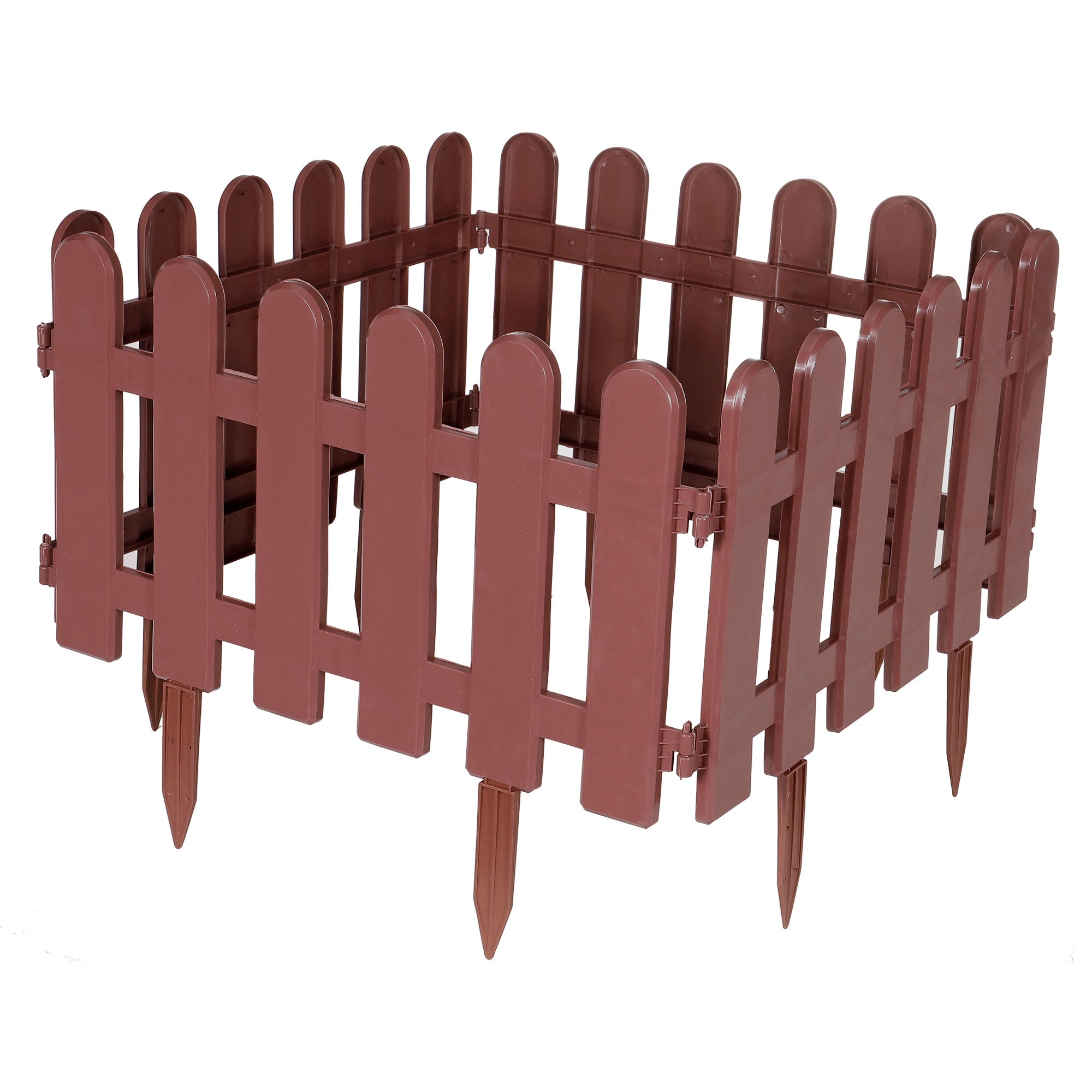 Uxcell 19.7x11.8 Inch Garden Decorative Fence Border Lawn Picket with Tip, Brown Pack of 8