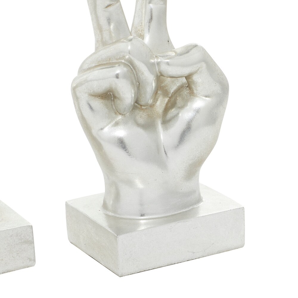 The Novogratz Dark Silver or Light Silver Polystone Hands Sculpture (Set of 3)   6\