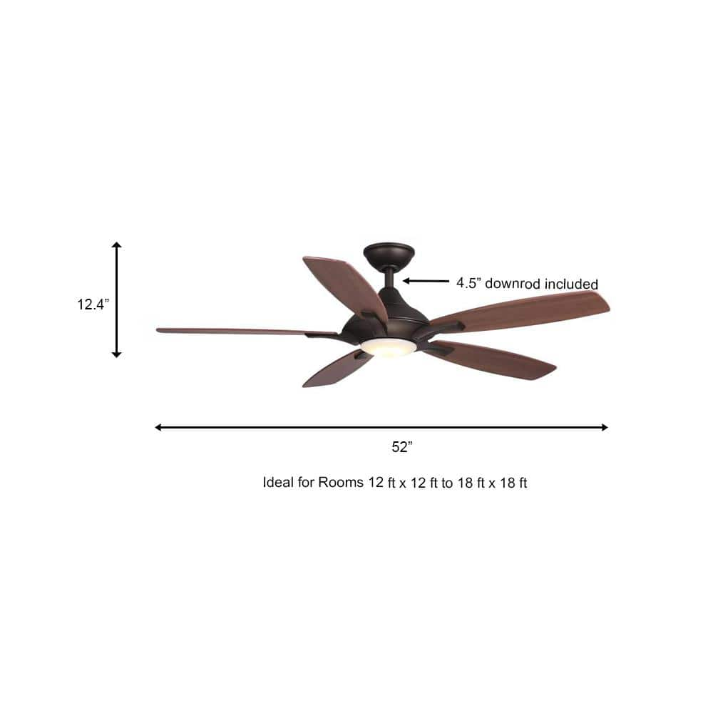 Home Decorators Collection Petersford 52 in Integrated LED Indoor Oil Rubbed Bronze Ceiling Fan with Light Kit and Remote Control