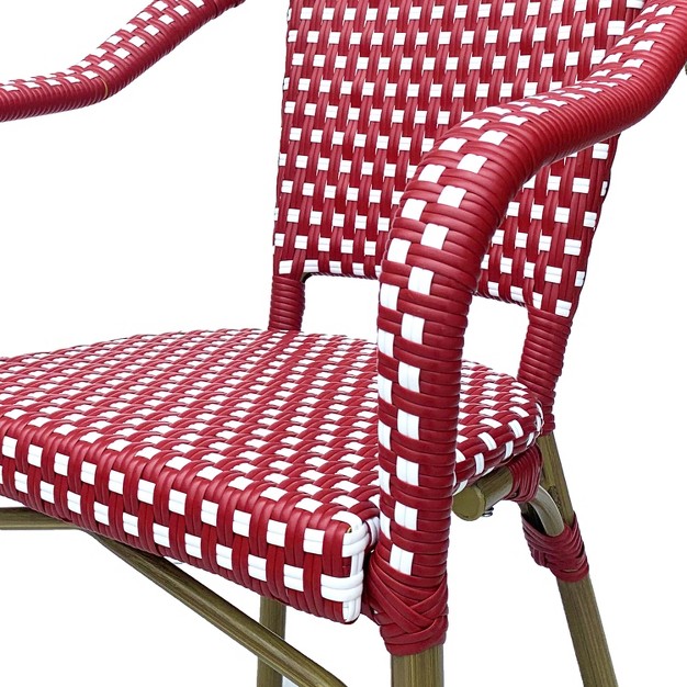 2pk Cecil Outdoor French Bistro Chairs Red white Christopher Knight Home