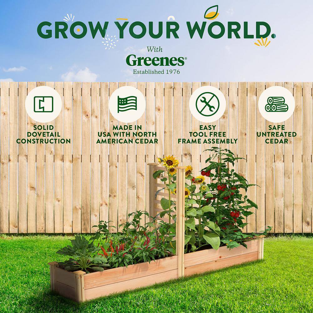 Greenes Fence 16 in. x 8 ft. X 11 in. Premium Cedar Raised Garden Bed with Trellis RC169612PTRE