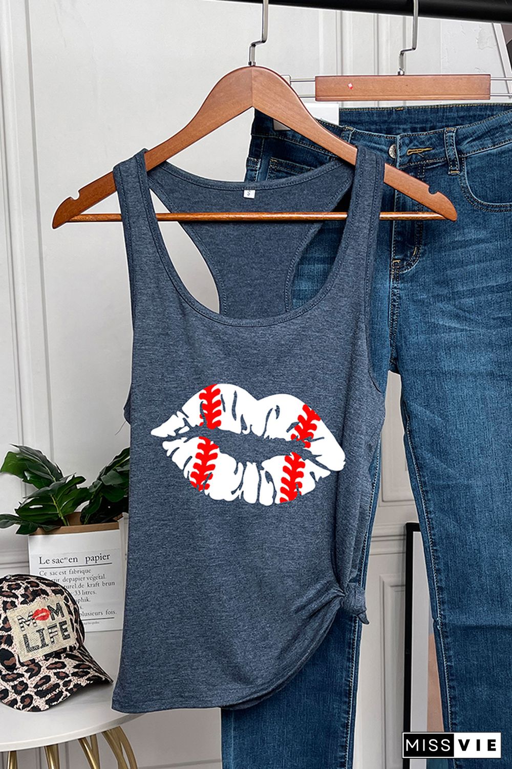 Kiss Lip Baseball Sleeveless Tank Top Wholesale