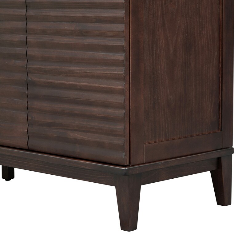 4 Door Storage Sideboard Buffet with Adjustable Shelves and Metal Handles for Kitchen  Dining Room  Espresso