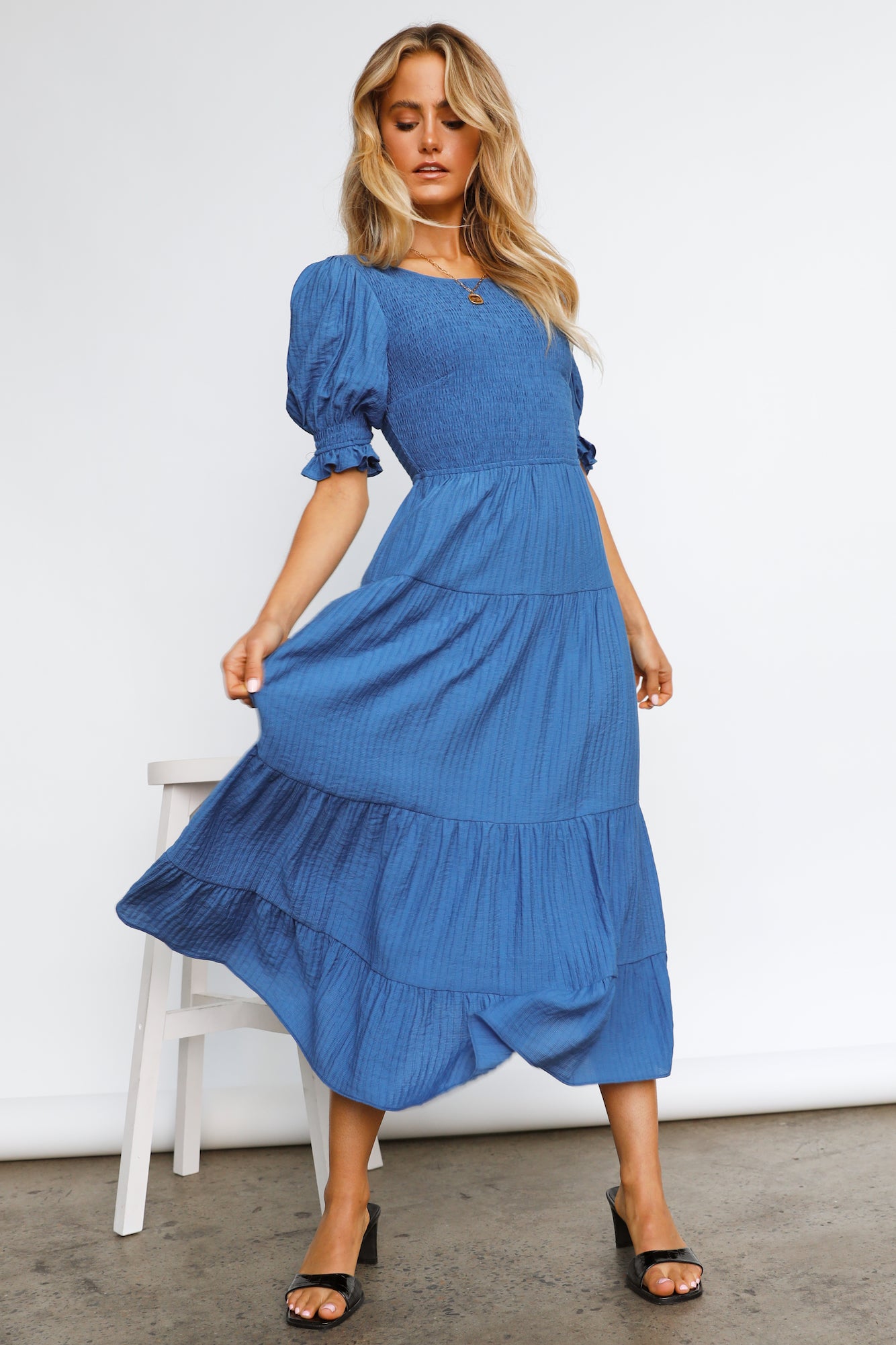 Scoop It Midi Dress Blue