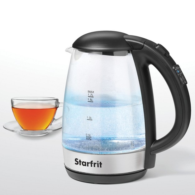 Starfrit 1 7 liter 1 500 watt Glass Electric Kettle With Variable Temperature Control