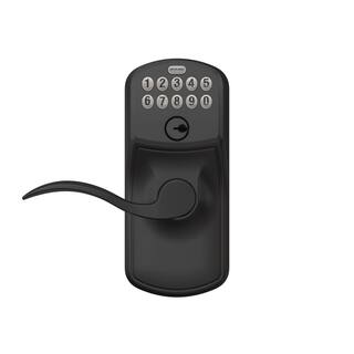 Schlage Plymouth Matte Black Electronic Keypad Door Lock with Accent Handle and Flex Lock FE595 PLY 622 ACC