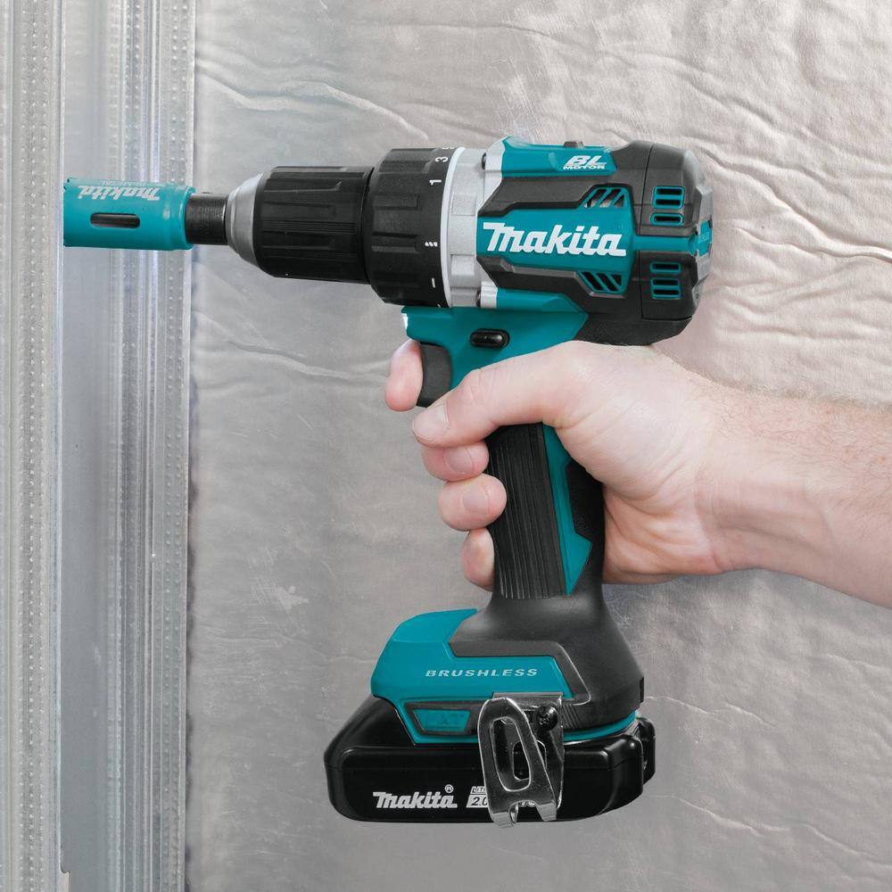 Makita 18V LXT Lithium-Ion Compact Brushless Cordless 12 in. Driver-Drill Kit w (2) Batteries (2.0Ah) Charger Bag XFD12R