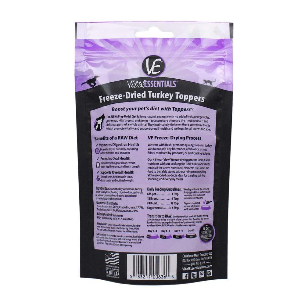 Vital Essentials Turkey Freeze-Dried Raw Food Toppers for Cats and Dog