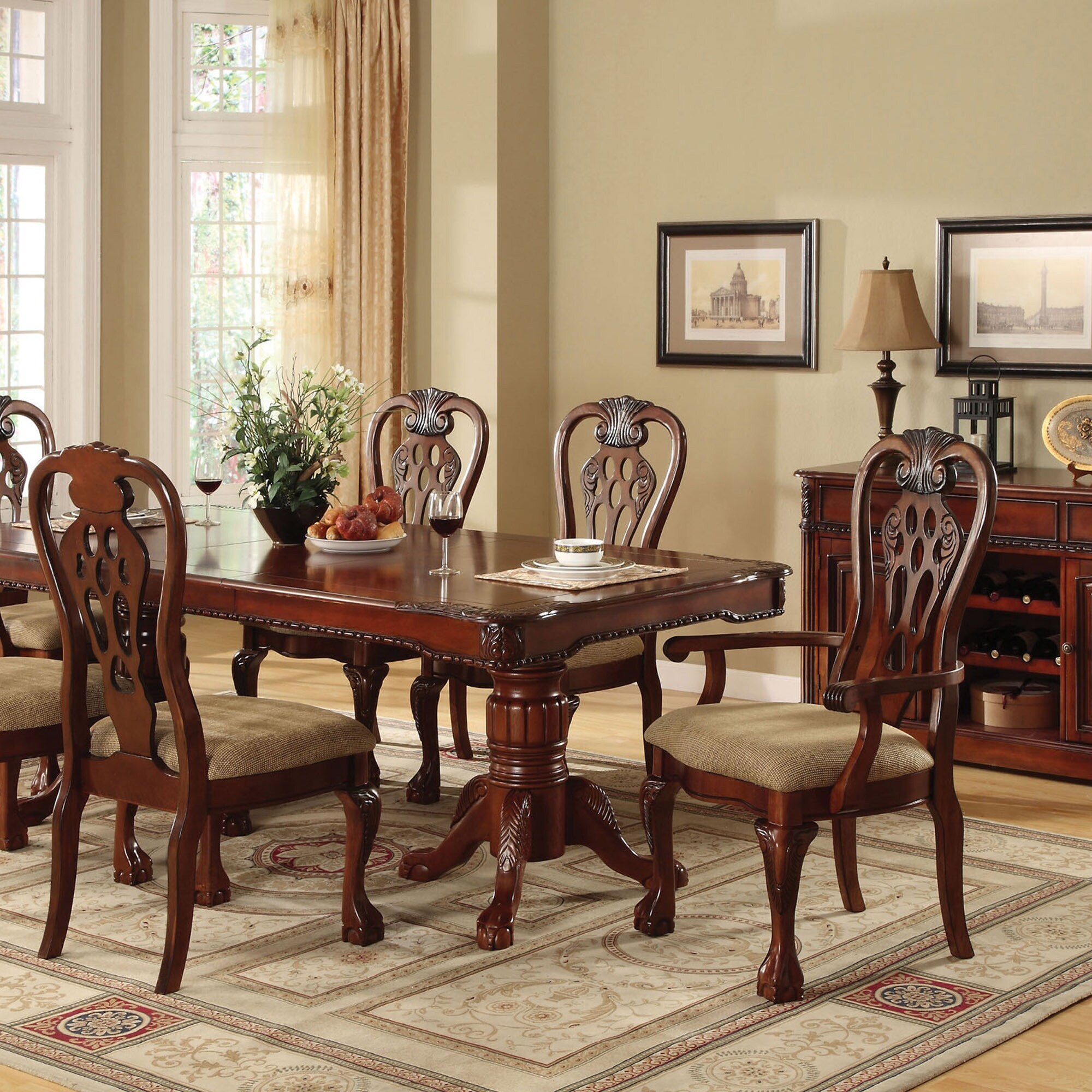 Harper Traditional Cherry Wood Dining Arm Chairs (Set of 2) by Furniture of America